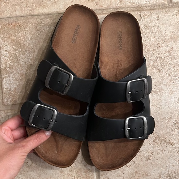 7.5 new with box black leather sandals Sonoma - Picture 4 of 4